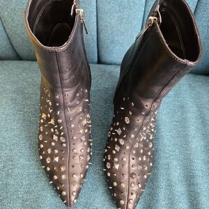 Sam Edelman Hal Black Studded Ankle Boots, Size 8.5